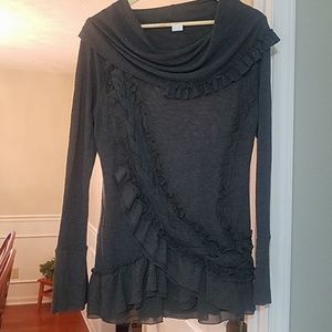 Gray Womens ruffle sweater